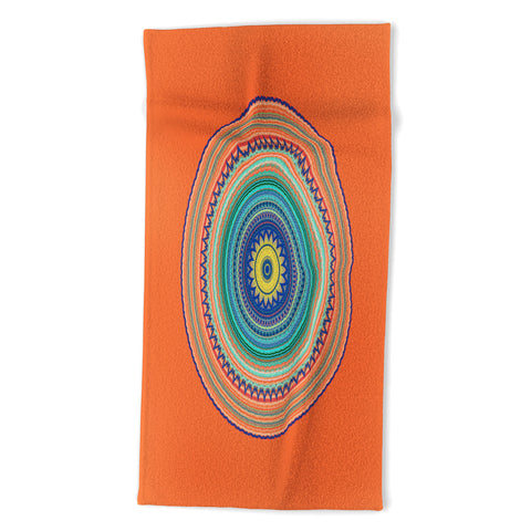 Sheila Wenzel-Ganny Bright Boho Orange Mandala Beach Towel
