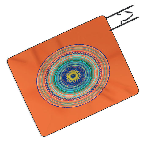 Sheila Wenzel-Ganny Bright Boho Orange Mandala Picnic Blanket