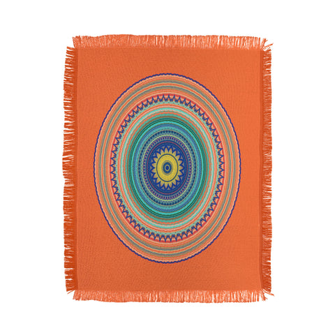 Sheila Wenzel-Ganny Bright Boho Orange Mandala Throw Blanket