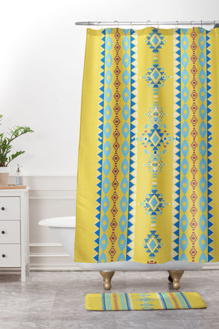 Sheila Wenzel-Ganny Bright Boho Tribal Pattern Shower Curtain And Mat