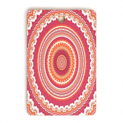 Sheila Wenzel-Ganny Bright Pink Coral Mandala Cutting Board Rectangle