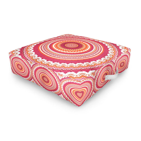 Sheila Wenzel-Ganny Bright Pink Coral Mandala Outdoor Floor Cushion