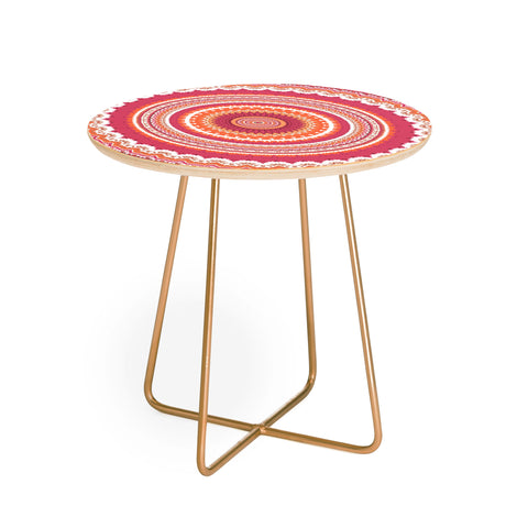 Sheila Wenzel-Ganny Bright Pink Coral Mandala Round Side Table