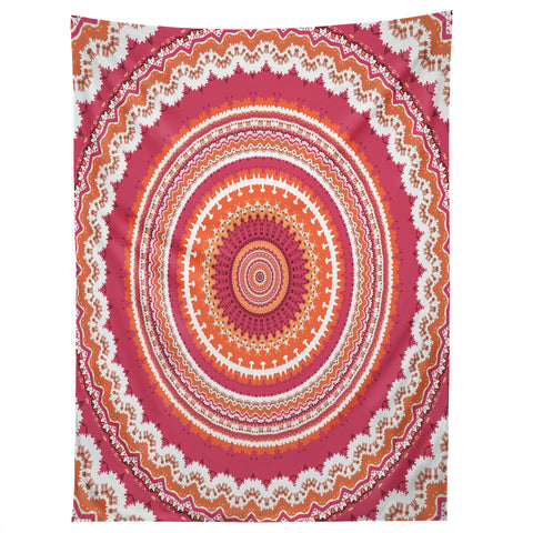 Sheila Wenzel-Ganny Bright Pink Coral Mandala Tapestry
