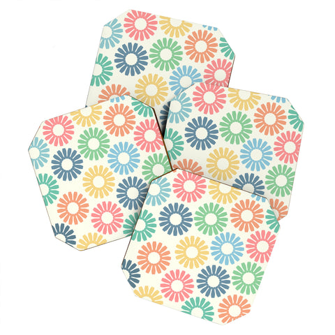 Sheila Wenzel-Ganny Colorful Daisy Pattern Coaster Set