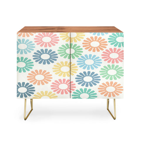 Sheila Wenzel-Ganny Colorful Daisy Pattern Credenza