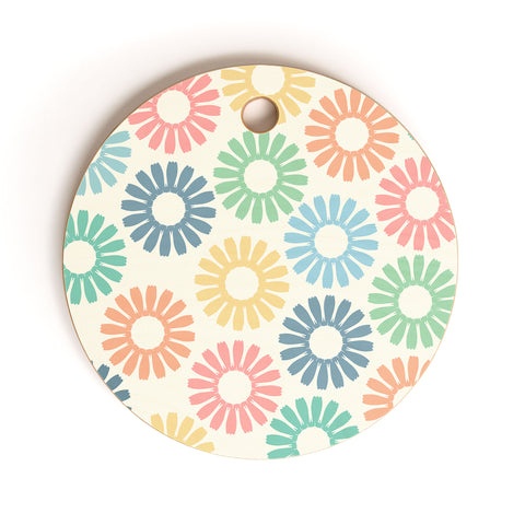 Sheila Wenzel-Ganny Colorful Daisy Pattern Cutting Board Round