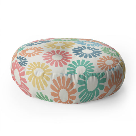Sheila Wenzel-Ganny Colorful Daisy Pattern Floor Pillow Round