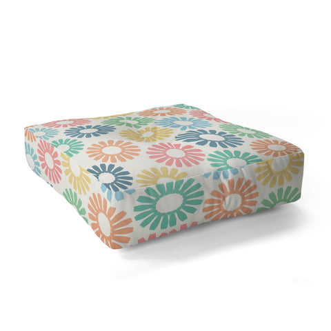 Sheila Wenzel-Ganny Colorful Daisy Pattern Floor Pillow Square