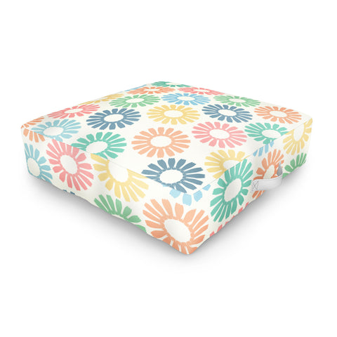Sheila Wenzel-Ganny Colorful Daisy Pattern Outdoor Floor Cushion
