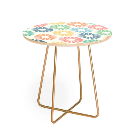 Sheila Wenzel-Ganny Colorful Daisy Pattern Round Side Table