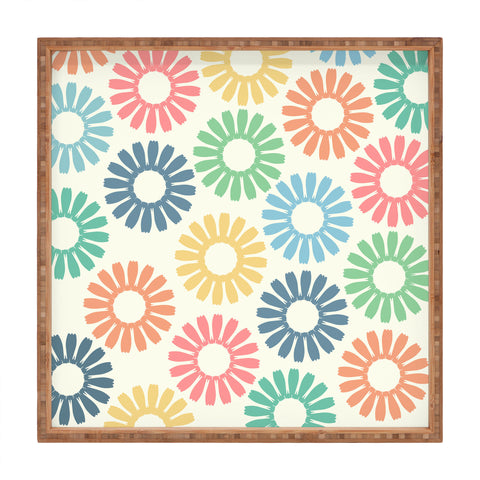 Sheila Wenzel-Ganny Colorful Daisy Pattern Square Tray