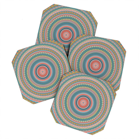 Sheila Wenzel-Ganny Colorful Pastel Mandala Coaster Set