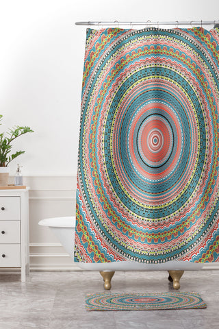 Sheila Wenzel-Ganny Colorful Pastel Mandala Shower Curtain And Mat