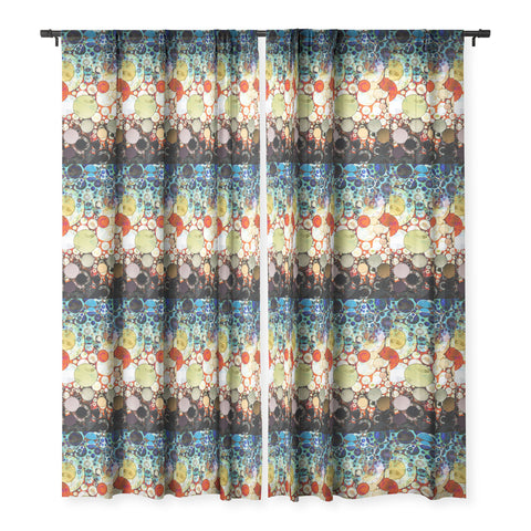 Sheila Wenzel-Ganny Contemporary Blue Bubble Sheer Window Curtain