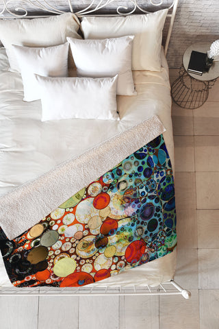 Sheila Wenzel-Ganny Contemporary Blue Bubble Fleece Throw Blanket