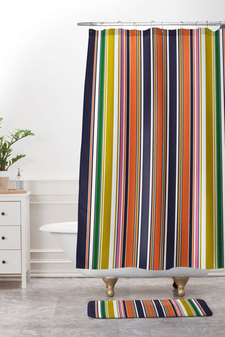 Sheila Wenzel-Ganny Contemporary Bold Stripes Shower Curtain And Mat