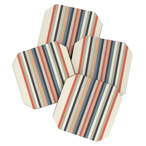 Sheila Wenzel-Ganny Cool Color Palette Stripes Coaster Set