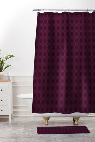 Sheila Wenzel-Ganny Dark Merlot Circle Design Shower Curtain And Mat