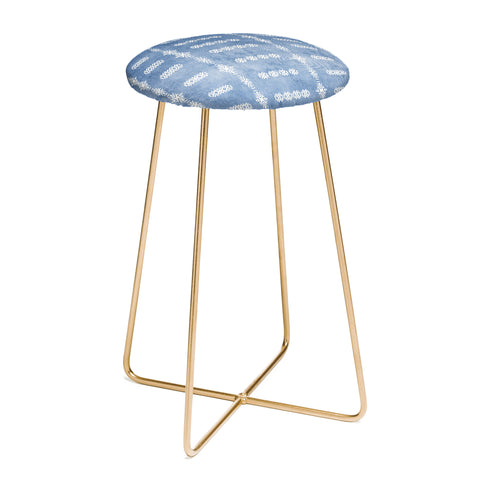 Sheila Wenzel-Ganny Denim Blue Mud Cloth Counter Stool