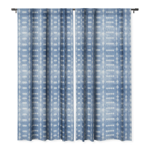 Sheila Wenzel-Ganny Denim Blue Mud Cloth Blackout Window Curtain