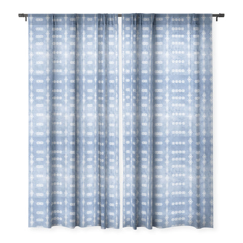 Sheila Wenzel-Ganny Denim Blue Mud Cloth Sheer Window Curtain