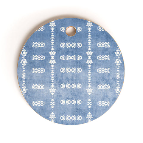 Sheila Wenzel-Ganny Denim Blue Mud Cloth Cutting Board Round