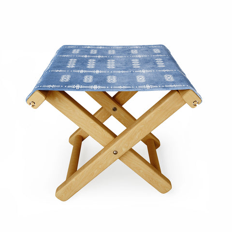 Sheila Wenzel-Ganny Denim Blue Mud Cloth Folding Stool