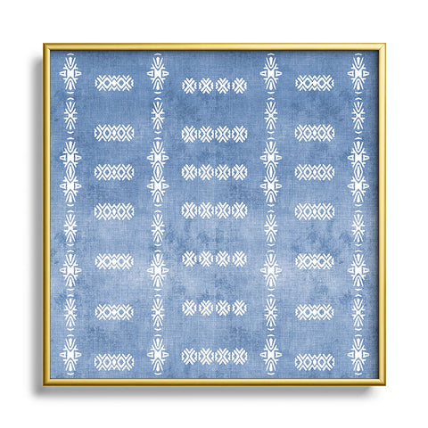 Sheila Wenzel-Ganny Denim Blue Mud Cloth Metal Square Framed Art Print