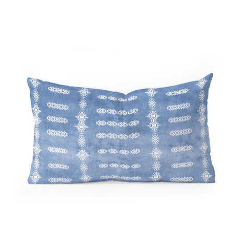 Sheila Wenzel-Ganny Denim Blue Mud Cloth Oblong Throw Pillow