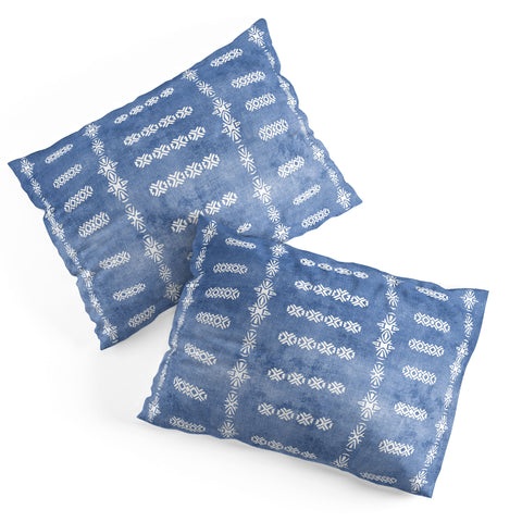 Sheila Wenzel-Ganny Denim Blue Mud Cloth Pillow Shams