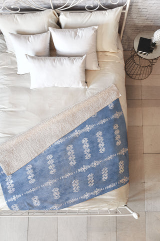 Sheila Wenzel-Ganny Denim Blue Mud Cloth Fleece Throw Blanket