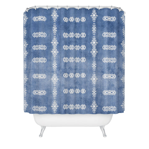 Sheila Wenzel-Ganny Denim Blue Mud Cloth Shower Curtain