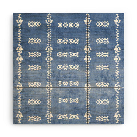 Sheila Wenzel-Ganny Denim Blue Mud Cloth Wood Wall Mural