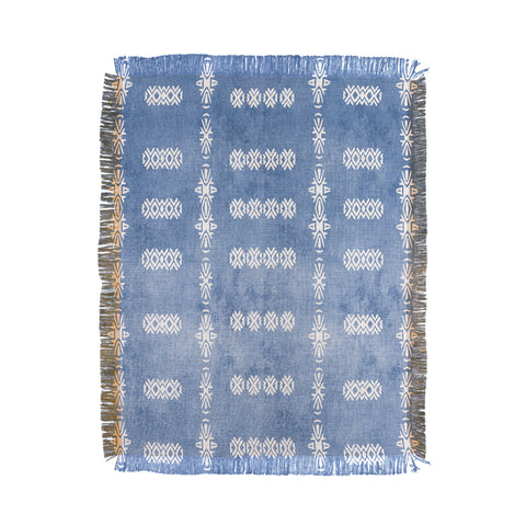 Sheila Wenzel-Ganny Denim Blue Mud Cloth Throw Blanket