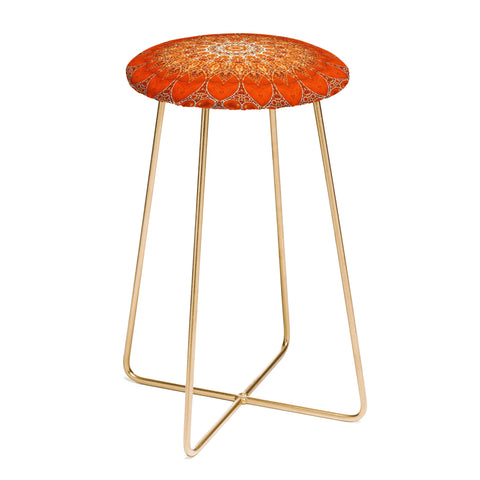 Sheila Wenzel-Ganny Detailed Orange Boho Mandala Counter Stool