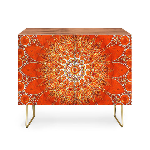 Sheila Wenzel-Ganny Detailed Orange Boho Mandala Credenza
