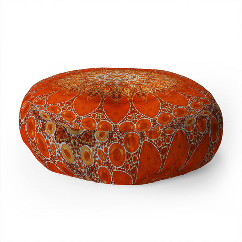 Sheila Wenzel-Ganny Detailed Orange Boho Mandala Floor Pillow Round