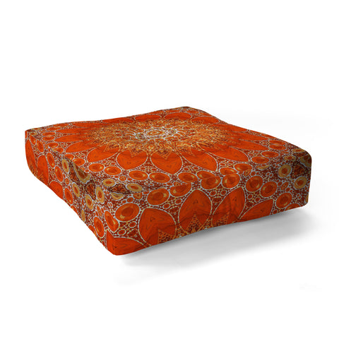 Sheila Wenzel-Ganny Detailed Orange Boho Mandala Floor Pillow Square