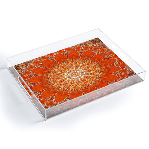 Sheila Wenzel-Ganny Detailed Orange Boho Mandala Acrylic Tray