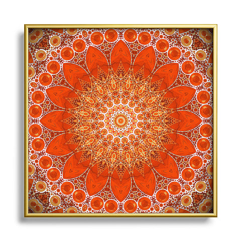 Sheila Wenzel-Ganny Detailed Orange Boho Mandala Metal Square Framed Art Print