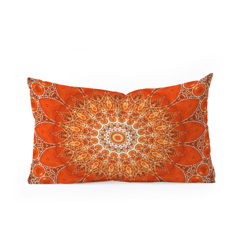 Sheila Wenzel-Ganny Detailed Orange Boho Mandala Oblong Throw Pillow