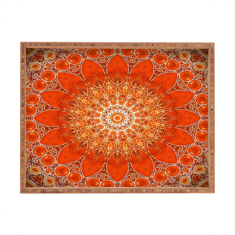 Sheila Wenzel-Ganny Detailed Orange Boho Mandala Rectangular Tray