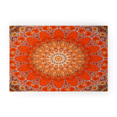 Sheila Wenzel-Ganny Detailed Orange Boho Mandala Welcome Mat