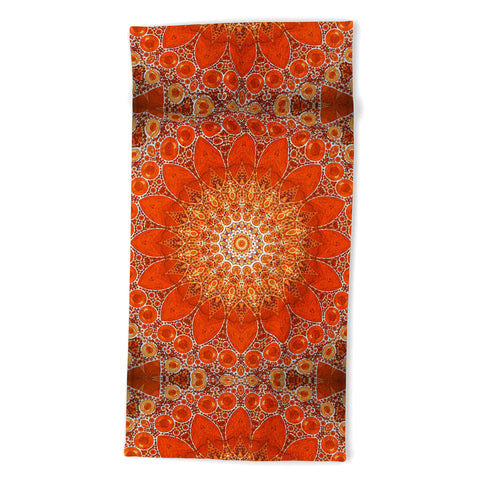 Sheila Wenzel-Ganny Detailed Orange Boho Mandala Beach Towel
