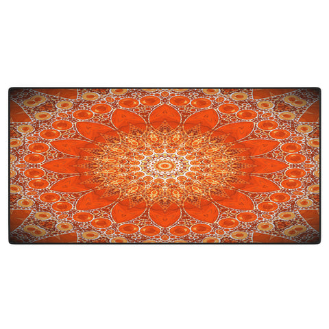 Sheila Wenzel-Ganny Detailed Orange Boho Mandala Desk Mat