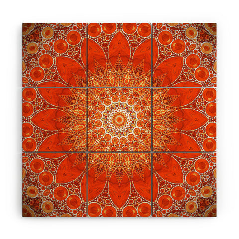 Sheila Wenzel-Ganny Detailed Orange Boho Mandala Wood Wall Mural