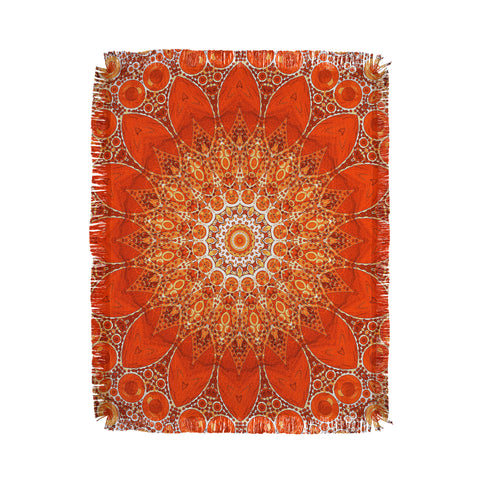 Sheila Wenzel-Ganny Detailed Orange Boho Mandala Throw Blanket