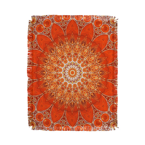 Sheila Wenzel-Ganny Detailed Orange Boho Mandala Throw Blanket