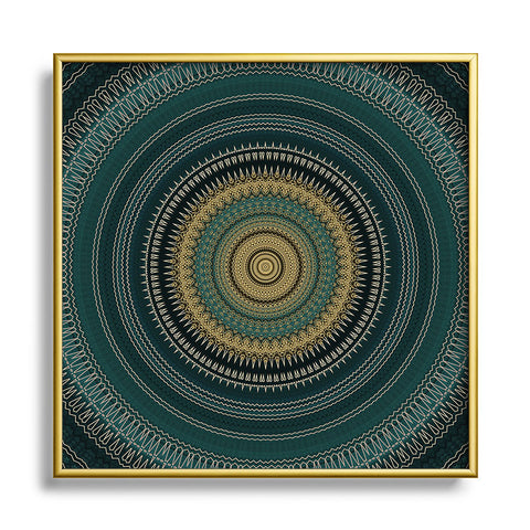 Sheila Wenzel-Ganny Emerald Gold Boho Mandala Metal Square Framed Art Print